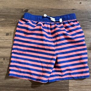 Mini Boden Blue and Pink Striped Kids Swim Trunks